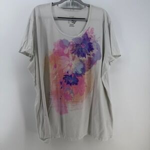 Just My Size T-Shirt Women 4X White Floral Graphic Cotton Fairy ButterflyY2K